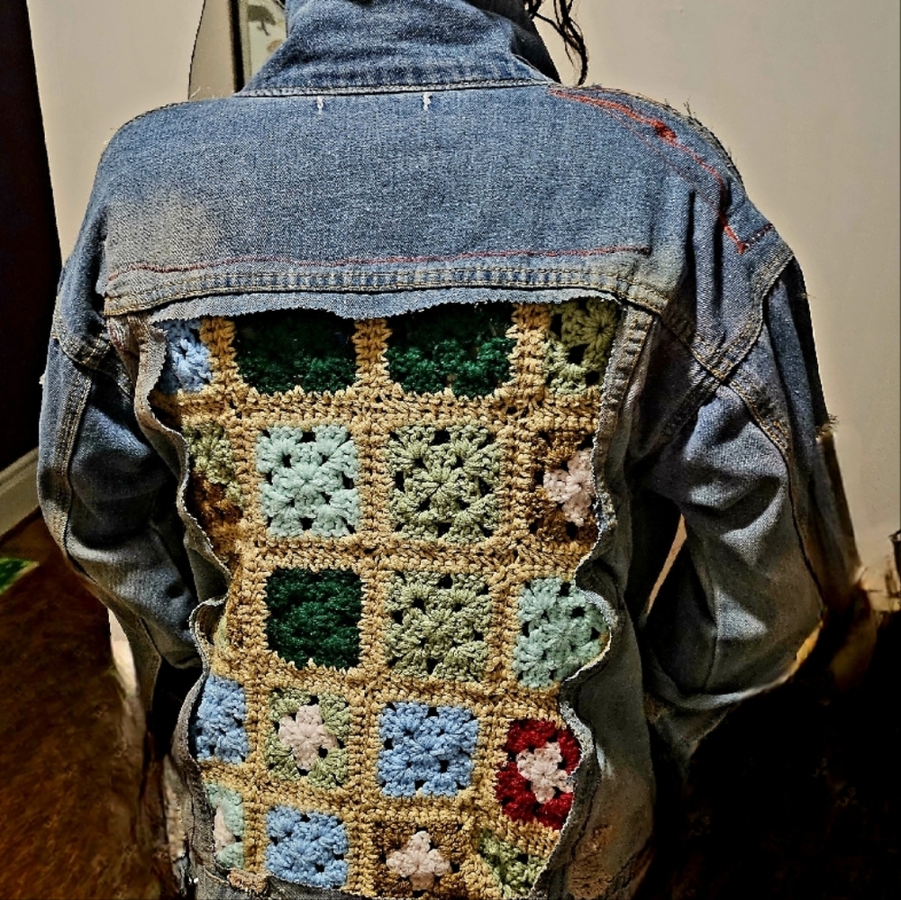 Handcrafted Patchwork Denim Jacket - image 2